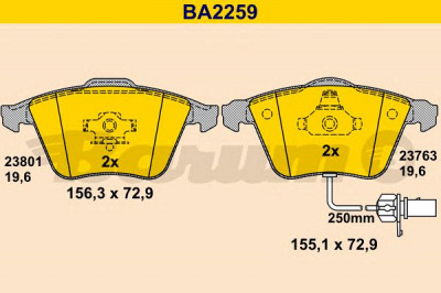 BARUM ba2259 -  Комплект тормозных колодок, дисковый тормоз