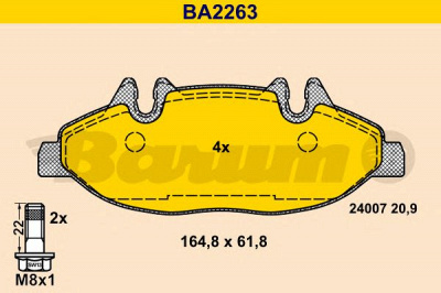 BARUM ba2263 -  Комплект тормозных колодок, дисковый тормоз