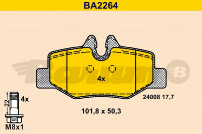 BARUM ba2264 -  Комплект тормозных колодок, дисковый тормоз