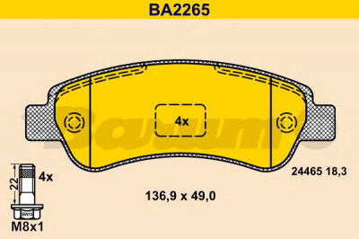BARUM ba2265 -  Комплект тормозных колодок, дисковый тормоз