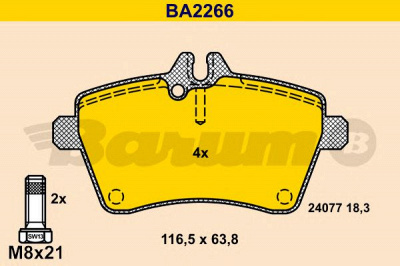 BARUM ba2266 -  Комплект тормозных колодок, дисковый тормоз