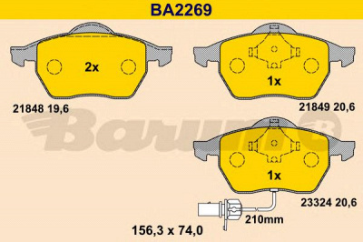 BARUM ba2269 -  Комплект тормозных колодок, дисковый тормоз