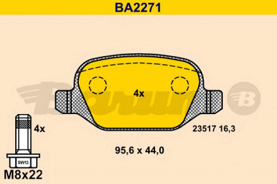 BARUM ba2271 -  Комплект тормозных колодок, дисковый тормоз