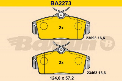 BARUM ba2273 -  Комплект тормозных колодок, дисковый тормоз