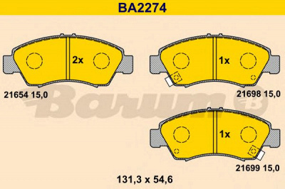 BARUM ba2274 -  Комплект тормозных колодок, дисковый тормоз
