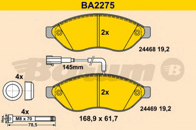 BARUM ba2275 -  Комплект тормозных колодок, дисковый тормоз