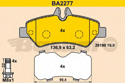 BARUM ba2277 -  Комплект тормозных колодок, дисковый тормоз