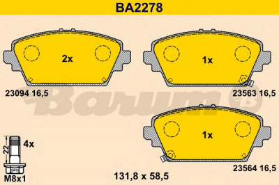 BARUM ba2278 -  Комплект тормозных колодок, дисковый тормоз