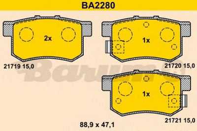 BARUM ba2280 -  Комплект тормозных колодок, дисковый тормоз