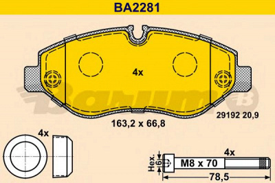 BARUM ba2281 -  Комплект тормозных колодок, дисковый тормоз