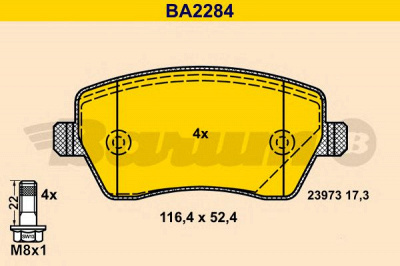 BARUM ba2284 -  Комплект тормозных колодок, дисковый тормоз
