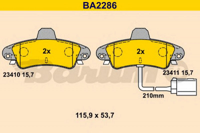 BARUM ba2286 -  Комплект тормозных колодок, дисковый тормоз