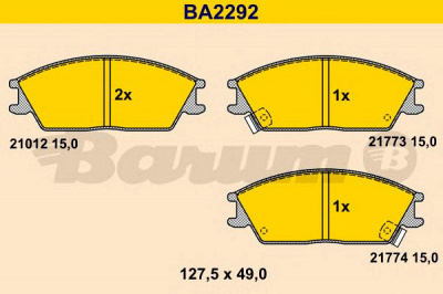BARUM ba2292 -  Комплект тормозных колодок, дисковый тормоз