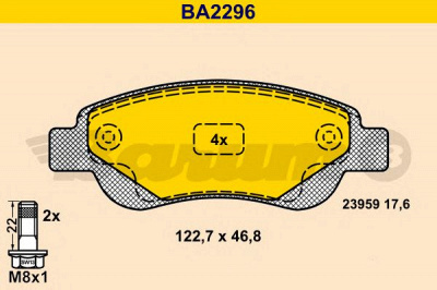 BARUM ba2296 -  Комплект тормозных колодок, дисковый тормоз