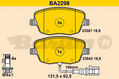 BARUM ba2298 -  Комплект тормозных колодок, дисковый тормоз