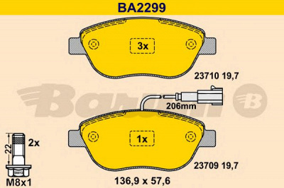 BARUM ba2299 -  Комплект тормозных колодок, дисковый тормоз