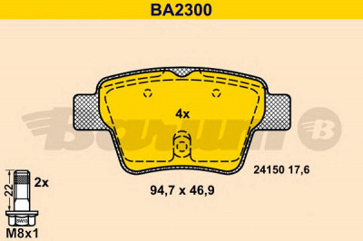 BARUM ba2300 -  Комплект тормозных колодок, дисковый тормоз