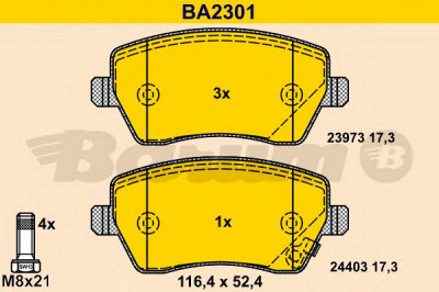 BARUM ba2301 -  Комплект тормозных колодок, дисковый тормоз