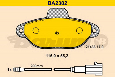 BARUM ba2302 -  Комплект тормозных колодок, дисковый тормоз