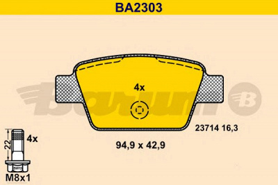 BARUM ba2303 -  Комплект тормозных колодок, дисковый тормоз