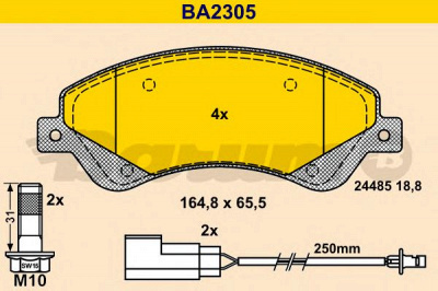 BARUM ba2305 -  Комплект тормозных колодок, дисковый тормоз