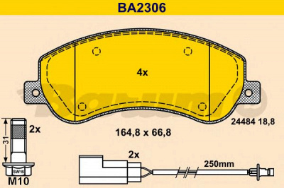 BARUM ba2306 -  Комплект тормозных колодок, дисковый тормоз