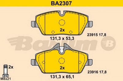 BARUM ba2307 -  Комплект тормозных колодок, дисковый тормоз