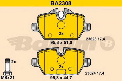 BARUM ba2308 -  Комплект тормозных колодок, дисковый тормоз