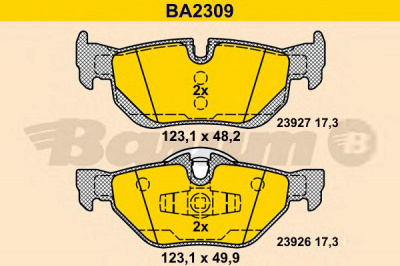 BARUM ba2309 -  Комплект тормозных колодок, дисковый тормоз