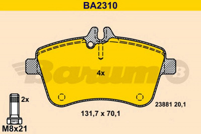 BARUM ba2310 -  Комплект тормозных колодок, дисковый тормоз