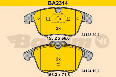 BARUM ba2314 -  Комплект тормозных колодок, дисковый тормоз