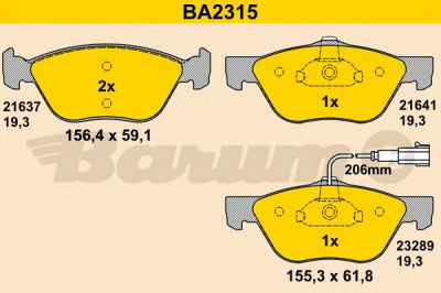 BARUM ba2315 -  Комплект тормозных колодок, дисковый тормоз