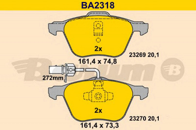 BARUM ba2318 -  Комплект тормозных колодок, дисковый тормоз