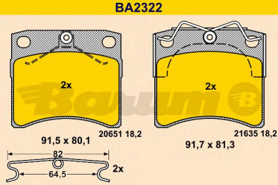 BARUM ba2322 -  Комплект тормозных колодок, дисковый тормоз