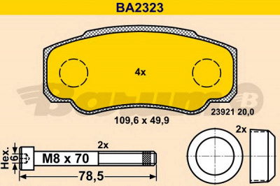 BARUM ba2323 -  Комплект тормозных колодок, дисковый тормоз