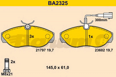 BARUM ba2325 -  Комплект тормозных колодок, дисковый тормоз