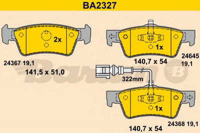 BARUM ba2327 -  Комплект тормозных колодок, дисковый тормоз
