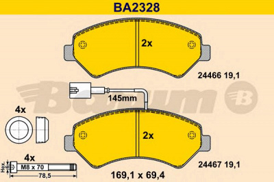 BARUM ba2328 -  Комплект тормозных колодок, дисковый тормоз