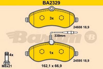 BARUM ba2329 -  Комплект тормозных колодок, дисковый тормоз