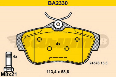 BARUM ba2330 -  Комплект тормозных колодок, дисковый тормоз