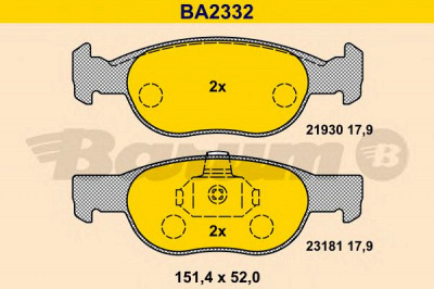 BARUM ba2332 -  Комплект тормозных колодок, дисковый тормоз
