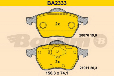BARUM ba2333 -  Комплект тормозных колодок, дисковый тормоз