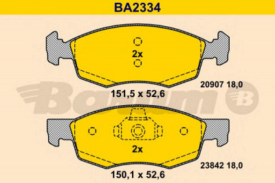BARUM ba2334 -  Комплект тормозных колодок, дисковый тормоз