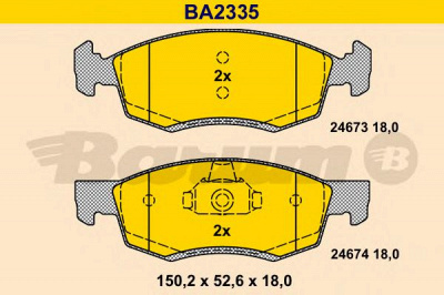 BARUM ba2335 -  Комплект тормозных колодок, дисковый тормоз