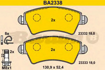 BARUM ba2338 -  Комплект тормозных колодок, дисковый тормоз