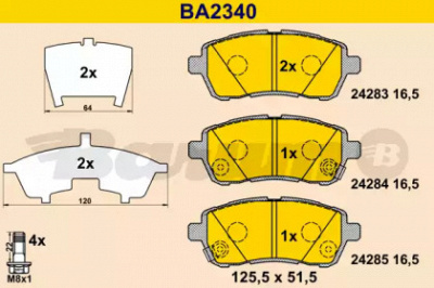 BARUM ba2340 -  Комплект тормозных колодок, дисковый тормоз
