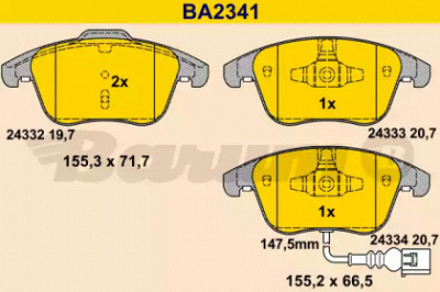 BARUM ba2341 -  Комплект тормозных колодок, дисковый тормоз