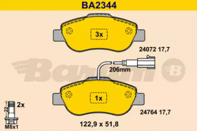 BARUM ba2344 -  Комплект тормозных колодок, дисковый тормоз