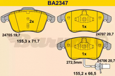 BARUM ba2347 -  Комплект тормозных колодок, дисковый тормоз
