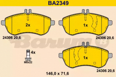 BARUM ba2349 -  Комплект тормозных колодок, дисковый тормоз